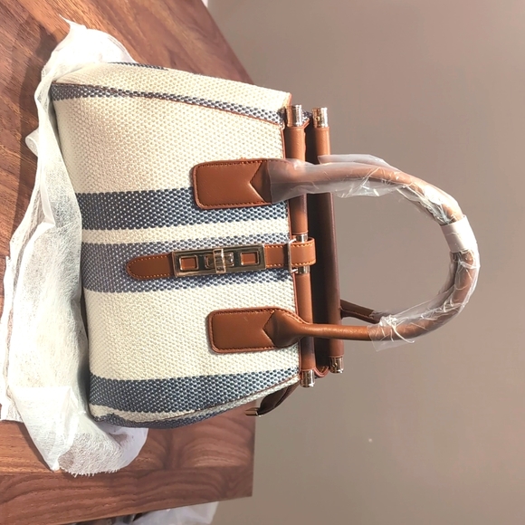 Nola-2 Single Striped Ladies Handbag - Blue - Picture 2 of 7